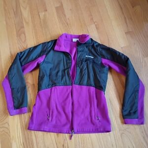 Columbia Girls' Fleece Jacket Fuchsia and Black Size L 14-16